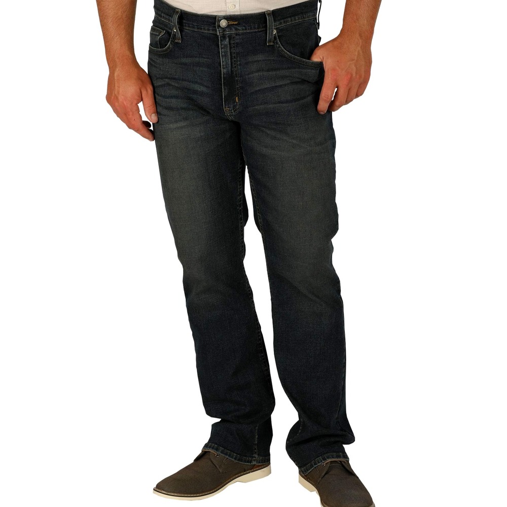 George Mens Bootcut Jeans 36x32 Dark Wash Bootcut Classic Fit Stretch Denim Zip